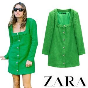 Zara Green Button-Up Dress